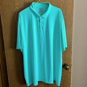 Men’s light aqua patterned gold polo